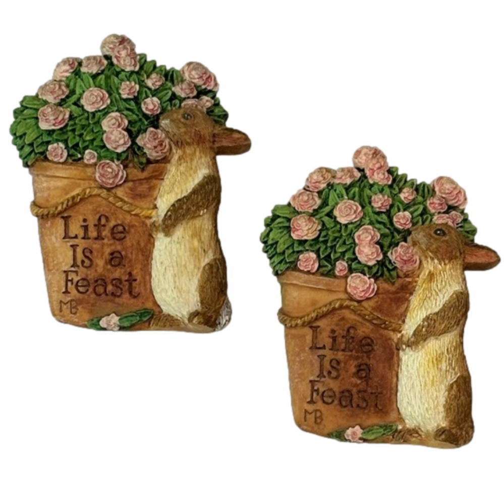 Vintage 1999 Hallmark MARJOLEIN BASTIN  Easter Spring Rabbit  Magnets, Set of 2
